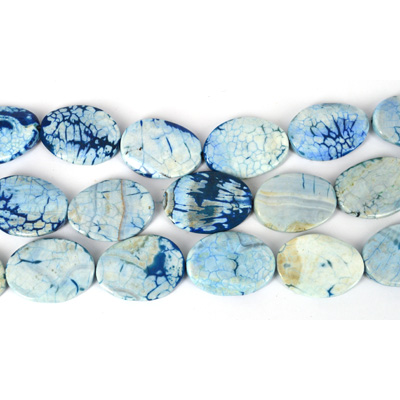 Agate Pol.flat Oval Blue 35x26mm per BEAD