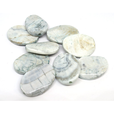 Agate Pol.flat Oval Blue 35x26mm per BEAD