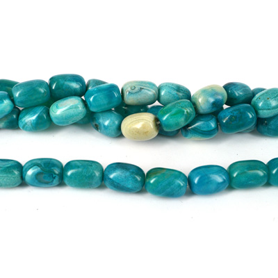 Agate Pol.Barrel Teal 18x13mm str 22 beads