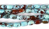 Agate Pol.Barrel Aqua/Chocolate 18x13mm EACH BEAD-beads incl pearls-Beadthemup