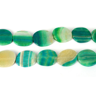 LAST STRAND Agate Pol.flat Oval Green 39x33mm str 10 beads
