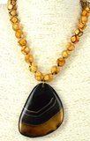 Agate dyed necklace with natural banded agate drop 44-53cm long-necklaces-Beadthemup