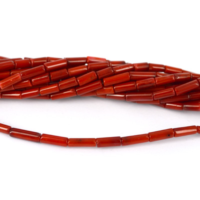 Coral Red Tube app 4x9mm str app 48 beads