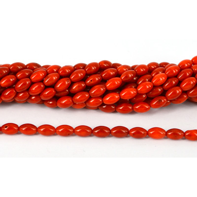 Coral Red Olive 6x10mm str 43 beads