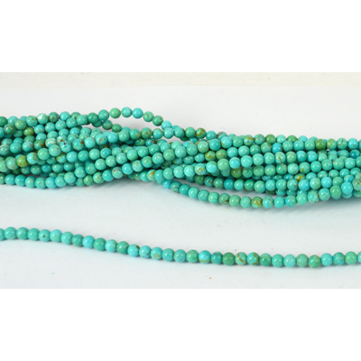 Turquoise A Natural China Polished round 4mm beads per strand 100