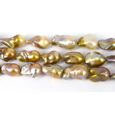 Fresh Water Pearl  Baroque Bronze/White app 20x15mm EACH BEAD