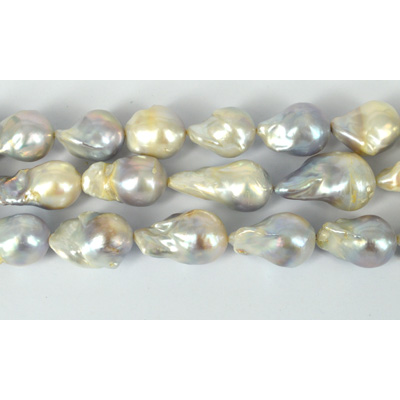 Fresh Water Pearl White/Silver Baroque app 16x22mm str 15 Pearls