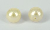 Fresh Water Pearl White almost Round Hole 0.7 13-14mm Pair-beads incl pearls-Beadthemup