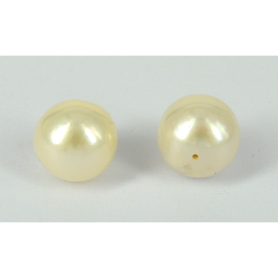 Fresh Water Pearl White almost Round Hole 0.7 13-14mm each