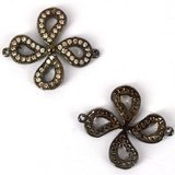 Black Rhodium plate brass CZ Conector flower 18x21mm Each-findings-Beadthemup