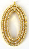 Gold plate brass CZ Pendant circles 35x20mm incl ring Each-findings-Beadthemup