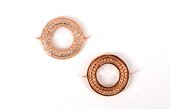 Rose Gold Plate CZ Connecter Donut 28x22mm incl rings-findings-Beadthemup