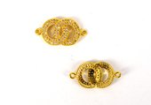 Gold plate CZ Connecter Double Ring 25x18mm incl rings-findings-Beadthemup