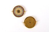 Gold Plate CZ Connecter Round 20x24mm incl rings-findings-Beadthemup
