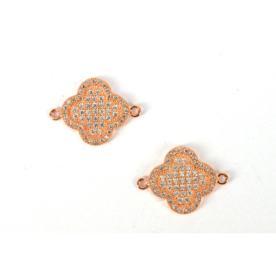 Rose Gold plate CZ Connecter Flower 20x15mm incl rings
