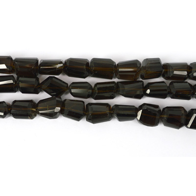 Smokey Quartz Fac.Nugget Dark app 16x12mm str 26 beads