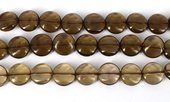 Smokey Quartz Pol.Flat Round 16mm str 25 beads-beads incl pearls-Beadthemup