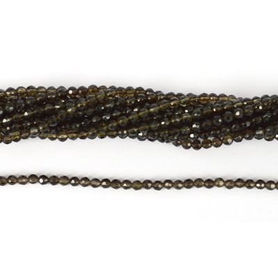 Smokey Quartz Fac.Round 3mm str 126 beads