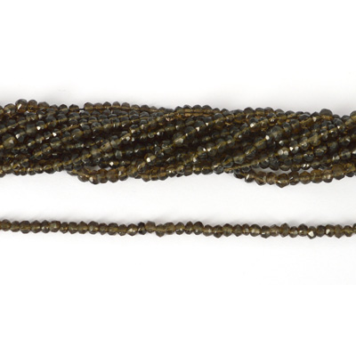 Smokey Quartz Fac Rondel 3x4mm str 52 beads