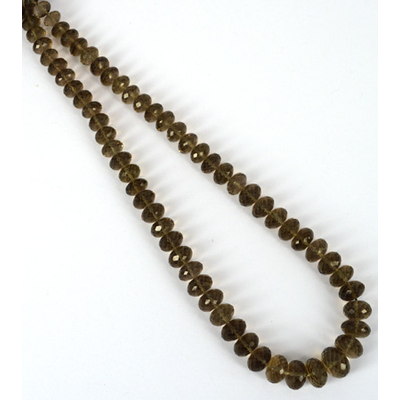 Smokey Quartz Fac Rondel Grad app 7-11mm str 63 beads