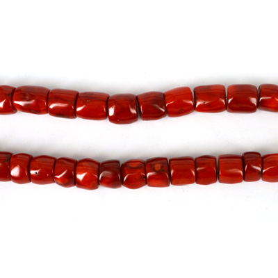 Coral Red Tube app 14x14mm str app 30 beads