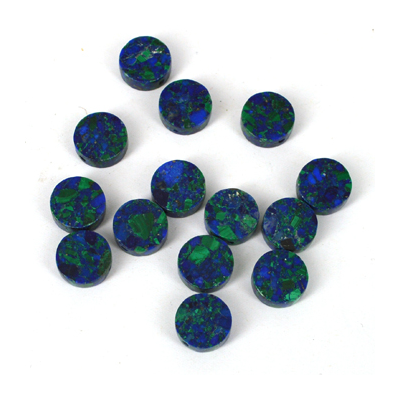 Azurite Recon.12mm Coin/Flat round pillow Bead EACH
