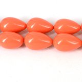 Shell Based Pearl 16 x25mm Teardrop Apricot PAIR-beads incl pearls-Beadthemup
