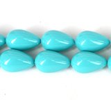 Shell Based Pearl 16 x25mm Teardrop Aqua PAIR-beads incl pearls-Beadthemup