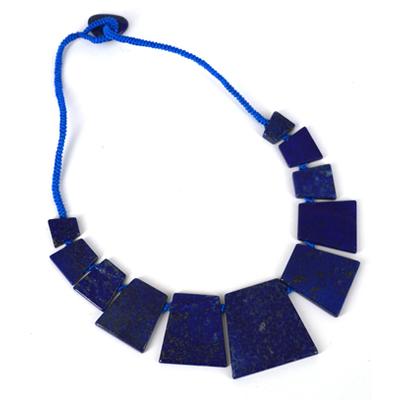 Lapis Trapizoid Necklace center stone 41x44mm 50cm long