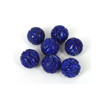Lapis Carved Round 18mm  EACH BEAD