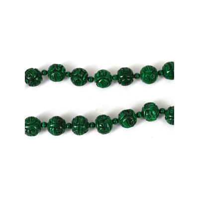 Malachite Carved Round 12mm EACH BEAD