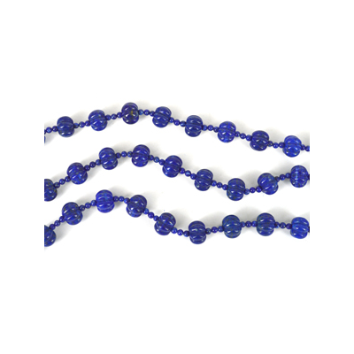 Lapis Carved Melon 11x8mm strand  EACH BEAD