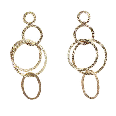 Gold plate Brass Silver post Earring 75mm