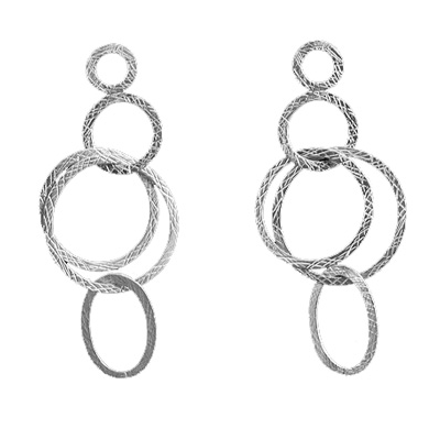 Rhodium plate Brass Silver post Earring 75mm pair