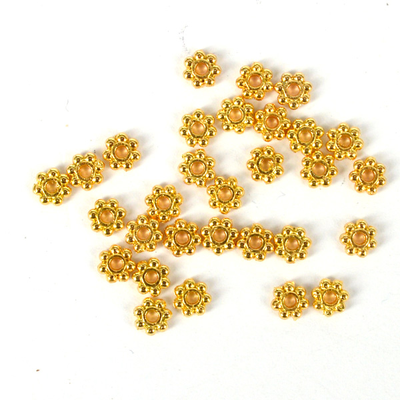 24k Gold plate Brass Daisy 6mm 10 pack