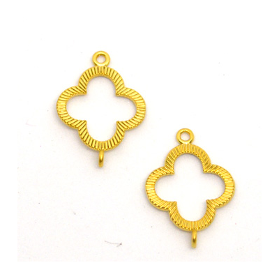 Gold plate Connecter 17x21mm 4 leaf clover 2 pack