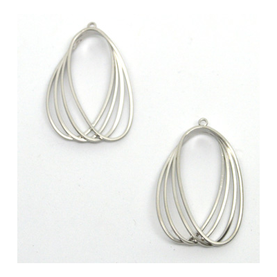 Rhodium plate Brass Connector/Pendant 24x39mm 2 pack