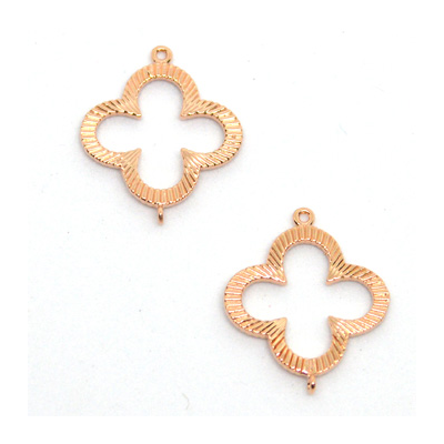 Rose Gold Sterling silver Connecter 17x21mm 4 leaf clover 2 pack