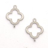 Rhodium plate Connecter 17x21mm 4 leaf clover 2 pack-findings-Beadthemup