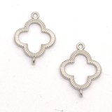 Rhodium plate Connecter 17x21mm 4 leaf clover 2 pack-findings-Beadthemup
