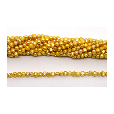 Fresh Water Pearl potato side drill 7x5mm Gold strand 72 beads