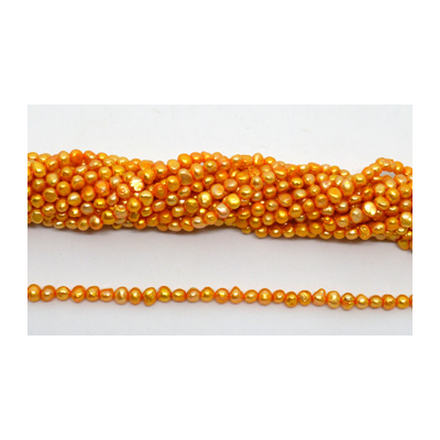 Fresh Water Pearl potato side drill 5.8x5mm Orange strand 87 beads