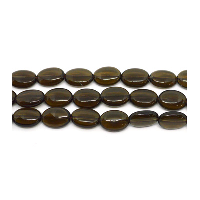 Smokey Quartz Polished Oval 18x12mm strand 23 beads