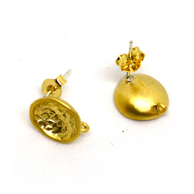 Gold Plate Brass Stud 10mm S.Silver post Pair