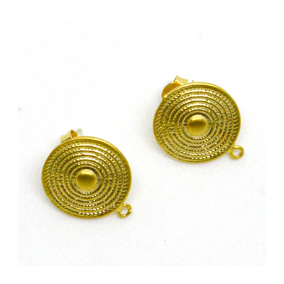 Gold Plate Brass Stud 13x15mm S.Silver post Pair