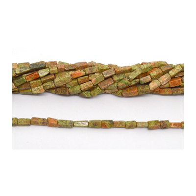 Jasper Autumn Pol.Rectangle 4x7mm strand 48 beads