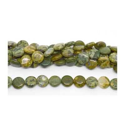 Rainforest Jasper Pol.Flat Round 16mm strand 25 beads
