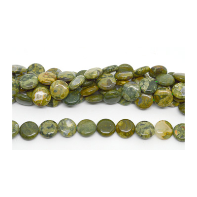 LAST STRANDS Rainforest Jasper Pol.Flat Round 16mm strand 25 beads