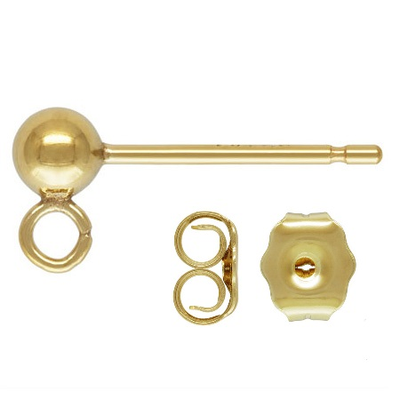 14k gold Filled ball stud 3mm 2 pair