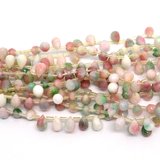 Dyed Jade Pink Green Faceted Briolette 9mmx6mm strand 28 beads-gemstone beads-Beadthemup